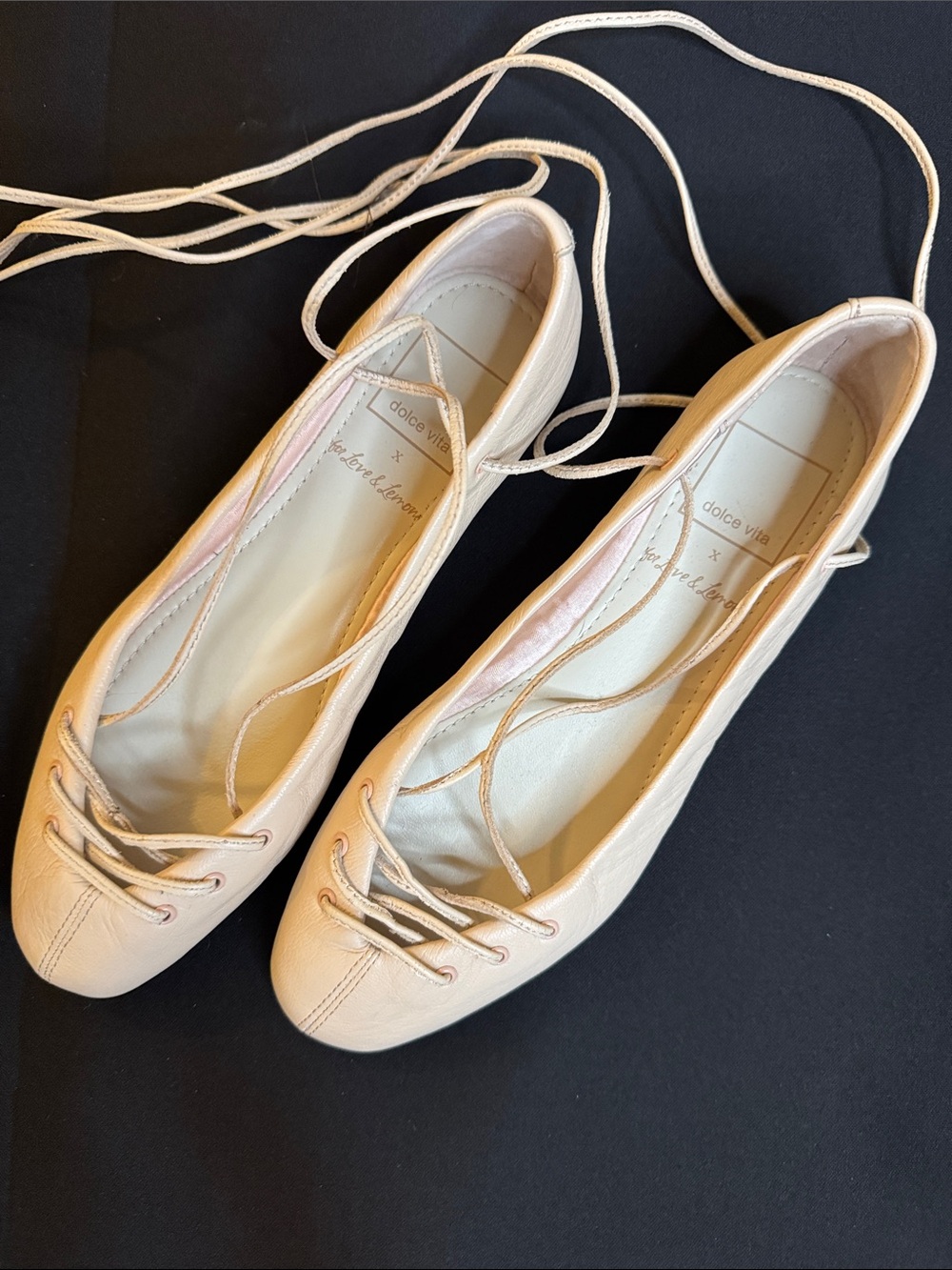 NWOT Dolce Vita x For Love & Lemons - Women's Pale Pink Lace-Up Ballet Flats / 5